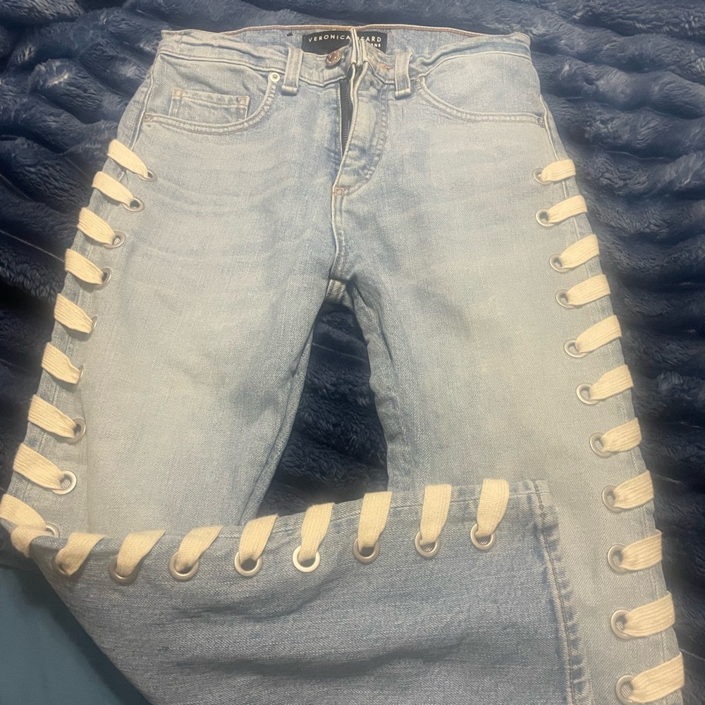 Veronica Beard side lace jeans 24